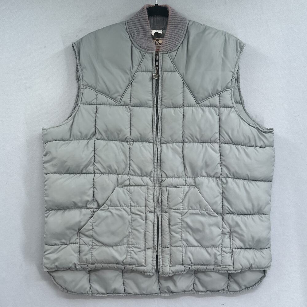 VTG Walls Blizzard Pruf Vest Mens XL Gray Quilted Puffer Western Cowboy USA Barn